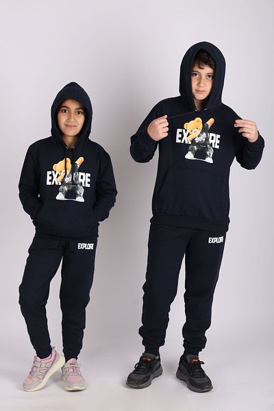 çiko kids Σετ φόρμας Unisex με κουκούλα Explore Teddy Bear με στάμπα καγκουρό