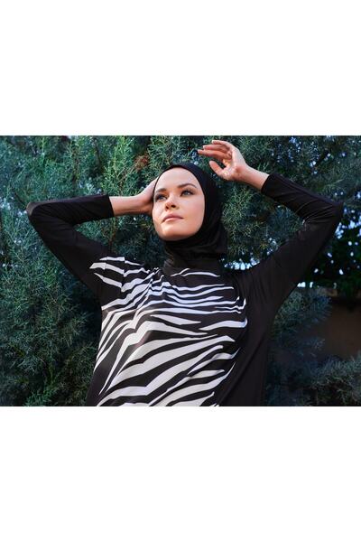 ALFASA Önü Desenli Rahat Tesettür Mayo