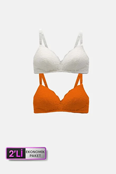 Pierre Cardin 6817 Pachet de 2 sutien venețian neconfortat portocaliu - ecru din dantelă
