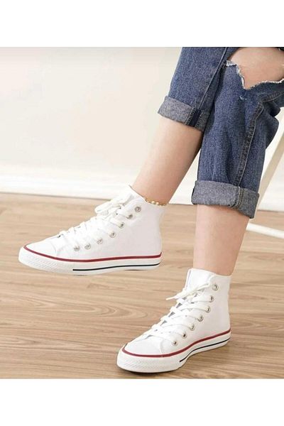 BY İMİS SHOES Unisex Long White Linen Sneaker