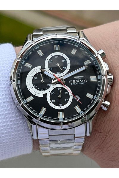 FERRO Steel Cord Inner Functions Active Chronograph 30 Mt Waterproof Men's Wristwatch EFM31461-A2