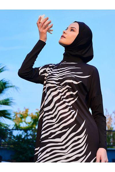 ALFASA Άνετο μαγιό Hijab με μοτίβο στο μπροστινό μέρος
