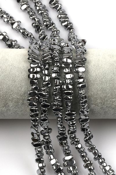 Sahra Silver Gray Colored Hematite String 4 x 8 mm Broken Model Cut