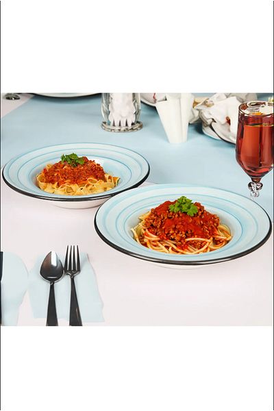 BÜYÜLÜ HOME 2 Pieces Pasta Plate Serving Salad Plate 26 Cm
