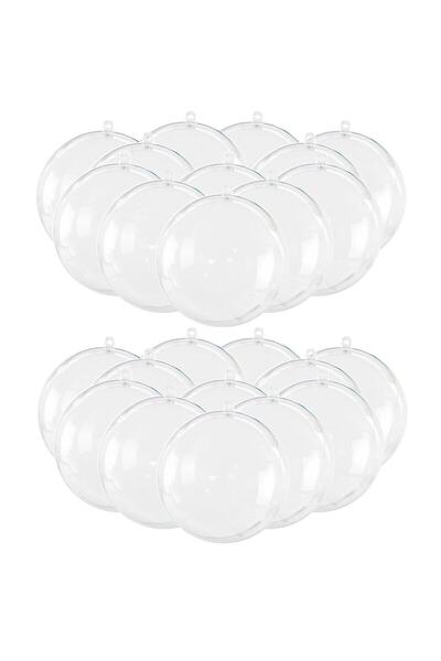 Aker Hediyelik Şeffaf Mika Küre - Yılbaşı Çam Ağacı Süsleme - 20 Tane Asılabi...