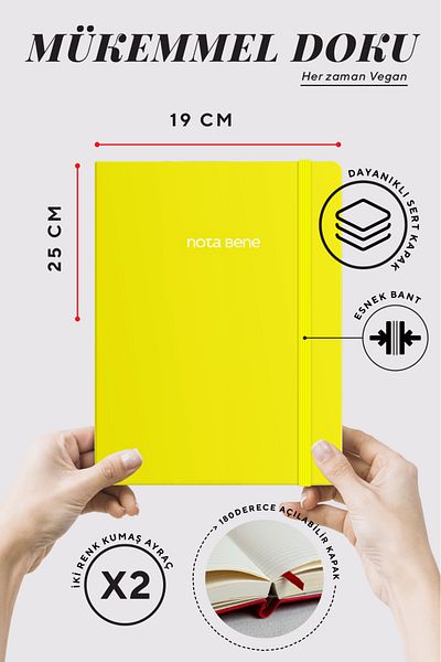 Victoria's Journals دفتر ملاحظات كلاسيكي بغطاء صلب من Nota Bene، مقاس 19x25 سم، مخطط