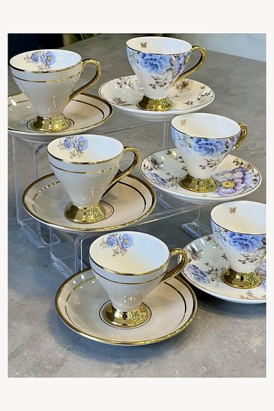 ACAR Luxury Porcelain Royalty 6-Piece Cup Set