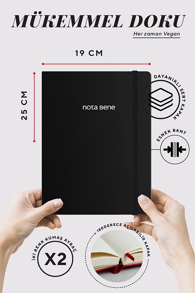 Victoria's Journals دفتر ملاحظات كلاسيكي بغطاء صلب من Nota Bene، مقاس 19x25 سم، مخطط