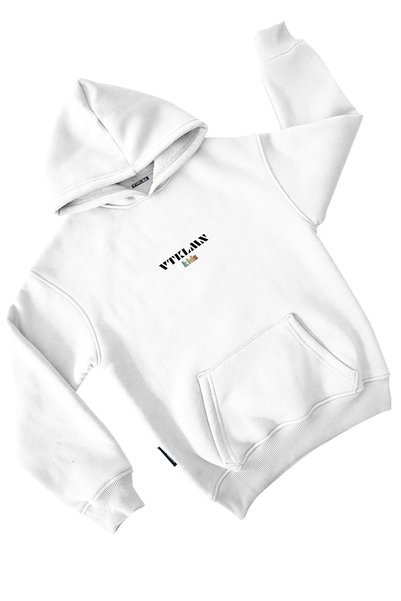 Vatkalimon Boy / Girl's White Thick Fleece Hooded Hoodie Sweatshirt
