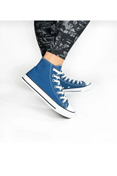 BY İMİS SHOES Unisex Uzun Kot Mavi Keten Sneaker