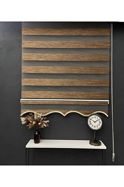 arslanlı perde KAHVE BAMBU ZEBRA PERDE ETEK DİLİMİ İLE