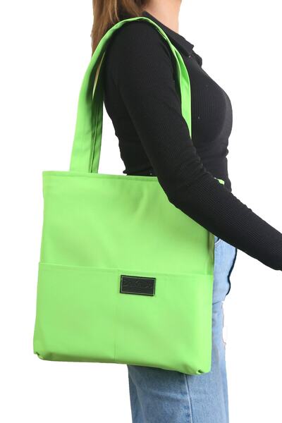 dekado Women's Light Green Zippered Hand and Shoulder Bag Fabric Tote Bag Cus...