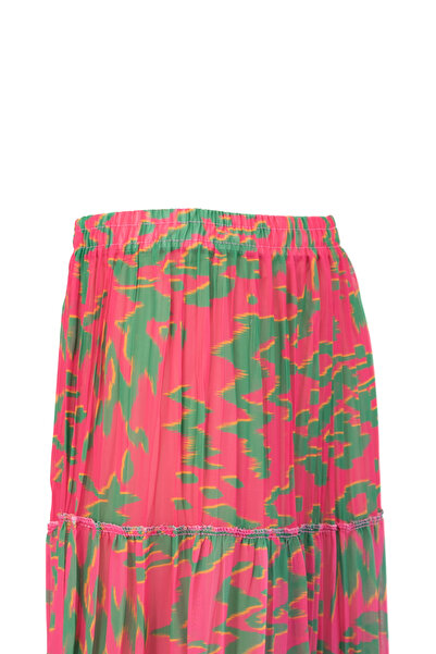 Oppland Γυναικεία φούστα σιφόν με επένδυση Premium Μοντέρνα φλοράλ μοτίβο ελαστική μέση Άνετη κοπή