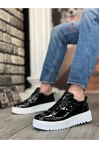 BPM Ανδρικά παπούτσια - Ψηλή μαύρη λουστρίνι με κορδόνια