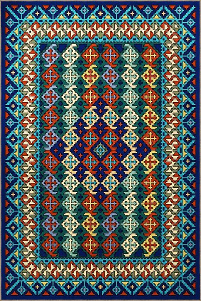 Rugs Modern Halı Πολύχρωμο χαλί με μπακλαβά, με γεωμετρικό μοτίβο, εθνοτικό, ...