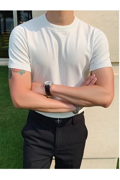 Tarz Cool Πλεκτό T-Shirt με λαιμόκοψη