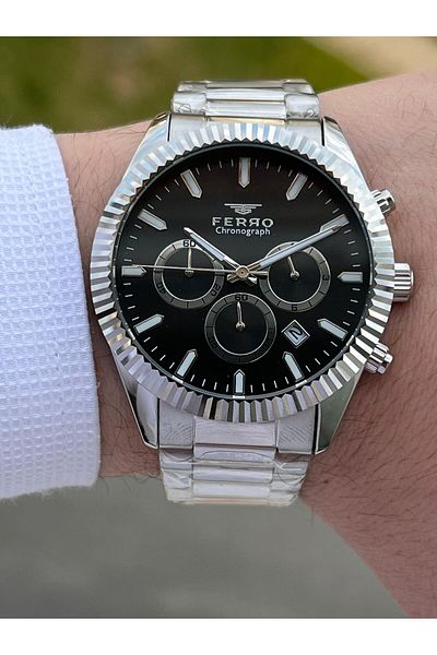 FERRO Steel Cord Inner Functions Active Chronograph 30 Mt Waterproof Men's Wristwatch EFM31289-A2