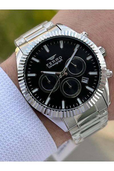 FERRO Steel Cord Inner Functions Active Chronograph 30 Mt Waterproof Men's Wristwatch EFM31289-A2