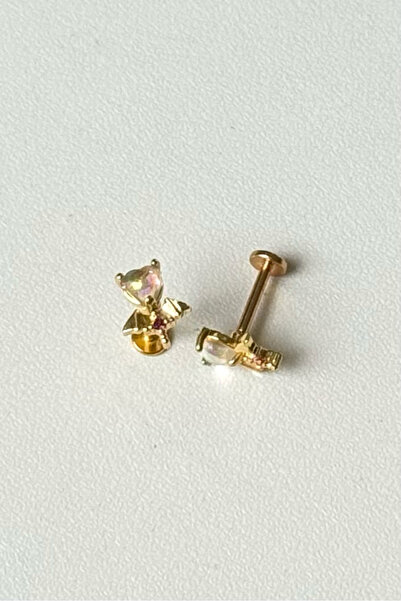 Doa Pembe Şekertaşlı Gold Düz Barlı Helix&tragus Piercing 316l Cerrahi Çelik