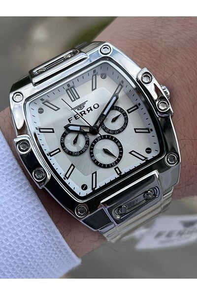 FERRO Steel Cord Inner Functions Active Chronograph 30 Mt Waterproof Men's Wristwatch EFM11437-A