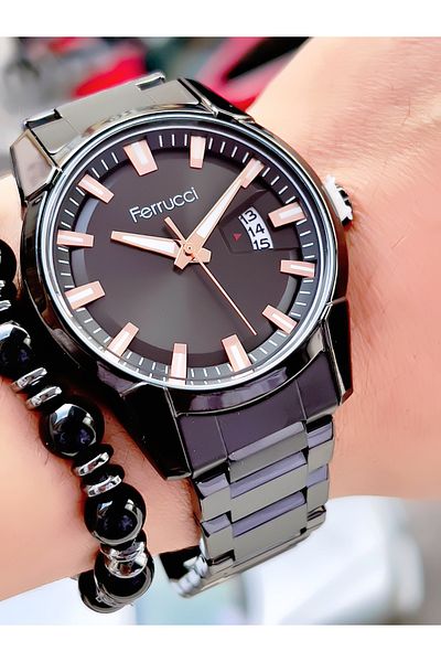 Ferrucci Ferrucci̇ Steel Calendar Men's Wristwatch + Bracelet with Gift