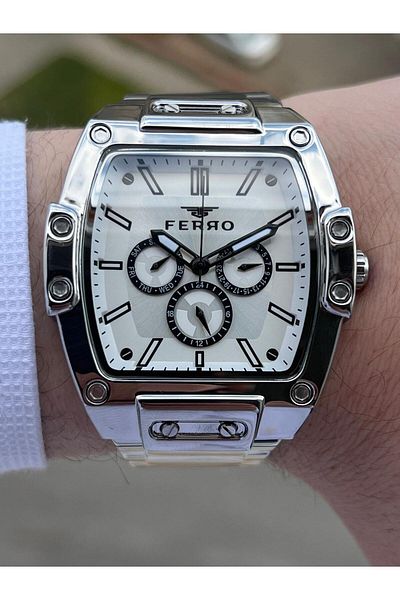 FERRO Steel Cord Inner Functions Active Chronograph 30 Mt Waterproof Men's Wristwatch EFM11437-A