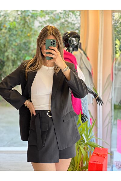 HANER BUTİK تنورة قصيرة من القماش المشروط