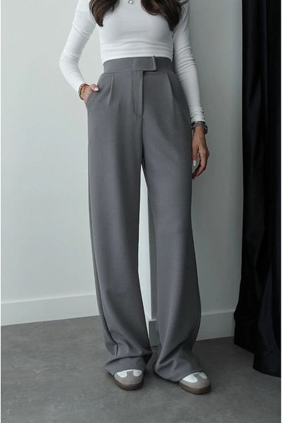 My Blog Graue Redkit Palazzo-Hose mit Klettverschluss für Damen