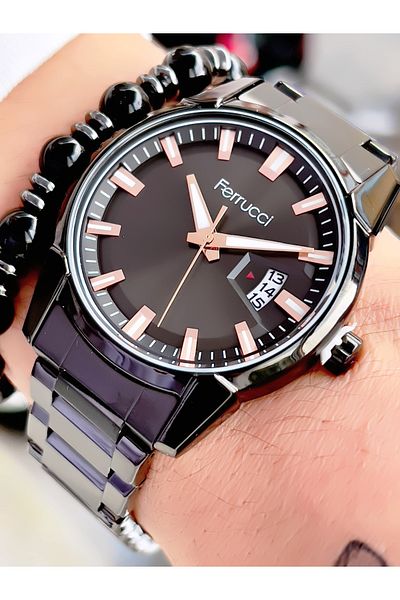 Ferrucci Ferrucci̇ Steel Calendar Men's Wristwatch + Bracelet with Gift