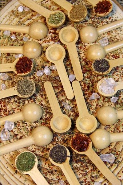 MİSSEDA 6-Piece Wooden Spice Rack - Scale Spoon - Wooden Spoon 7 Cm