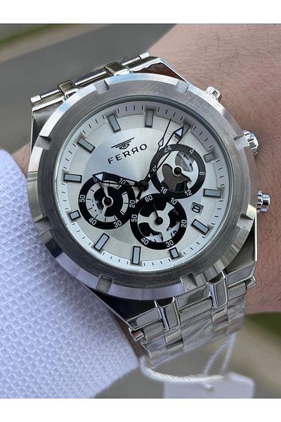 FERRO Steel Cord Inner Functions Active Chronograph 30 m Waterproof Men's Wristwatch EFM31439-A223