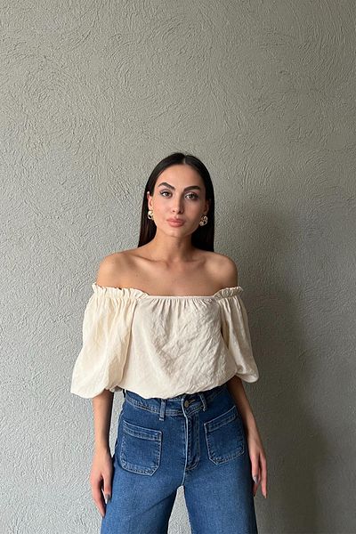 Seda Yalçın Atelier Beige Balloon Sleeve Blouse