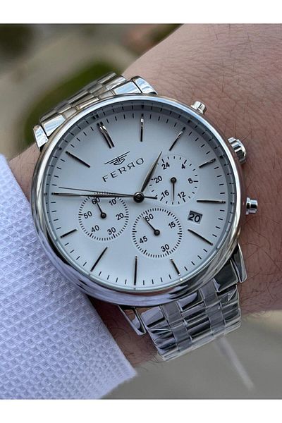 FERRO Steel Cord Inner Functions Active Chronograph 30 Mt Waterproof Men's Wristwatch EFM31137-A223