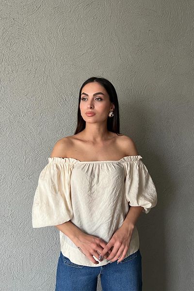 Seda Yalçın Atelier Beige Balloon Sleeve Blouse