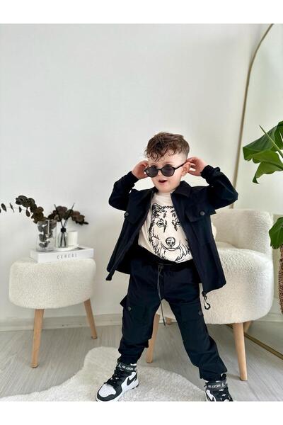 MİNİKO KİDS طقم للأولاد مكون من 3 قطع مع موديل الذئب وسترات مطاطية