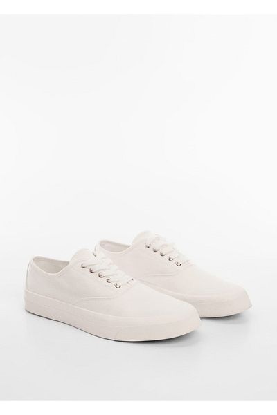 MANGO Man Adidași din bumbac cu șireturi