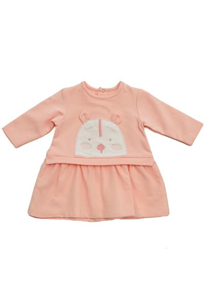 andywawa Kız Bebek Tavşan Kabartmalı Pembe Elbise Ac22373