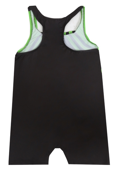 Papiş Green Lycra Girl's Swimsuit - Digital Printed Jumpsuit and Shorts