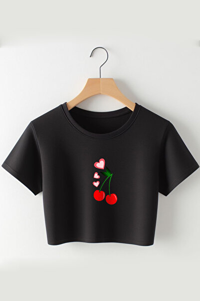 Vordevia Cămașă scurtă cu imprimeu de inimă și cireșe, modă coquette 2024, ov...