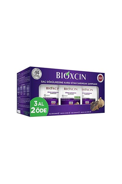 Bioxcin Black Garlic Shampoo - 3x300 ml, for Powerless Hair, Anti-Hair Loss