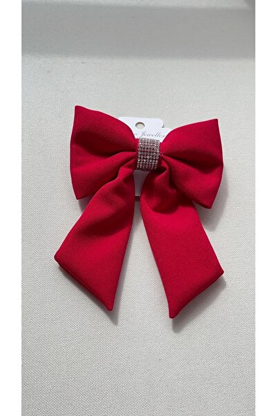 gül sezgin butik مشبك على شكل فيونكة من حجر سواروفسكي باللون الأحمر للسيدات