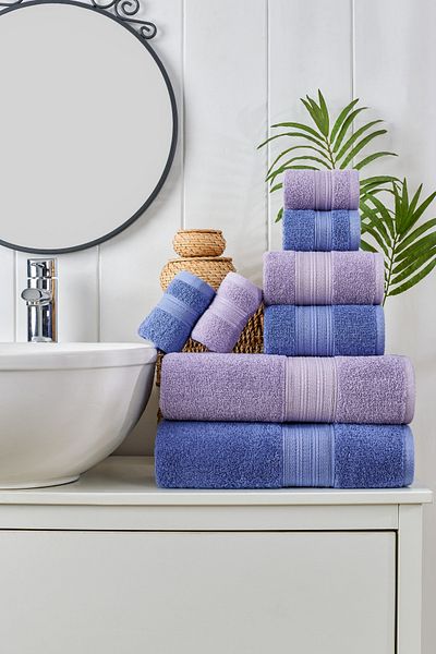 TABEA HOME Rei 8-Piece 100% Cotton Bathroom Set - Eksta Soft and High Absorbency