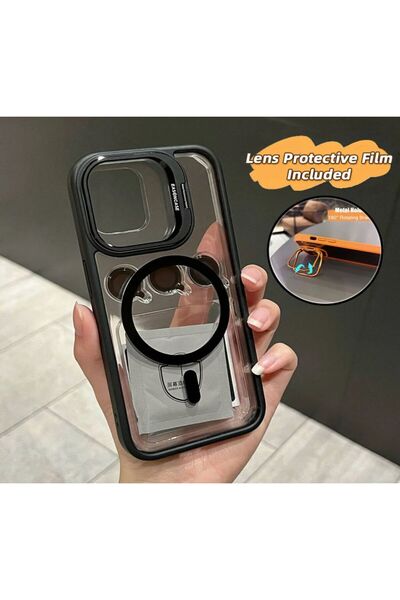 corcishop İphone 14 Pro Max Kılıf Magsafe Krom Mika Kapak Renkli Silikon +Len...