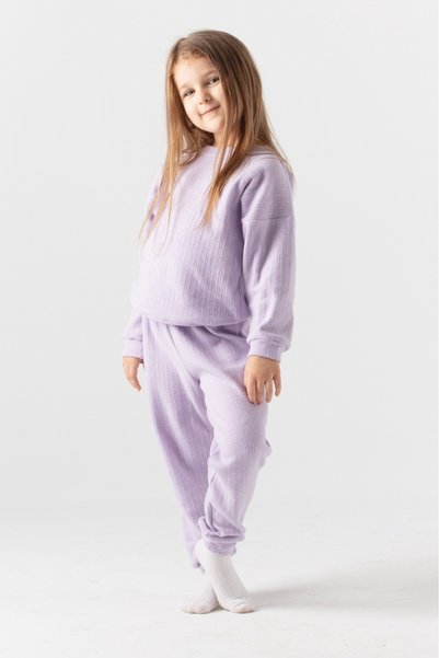 minikiss Interlock cotton tracksuit bottom top girl child double suit