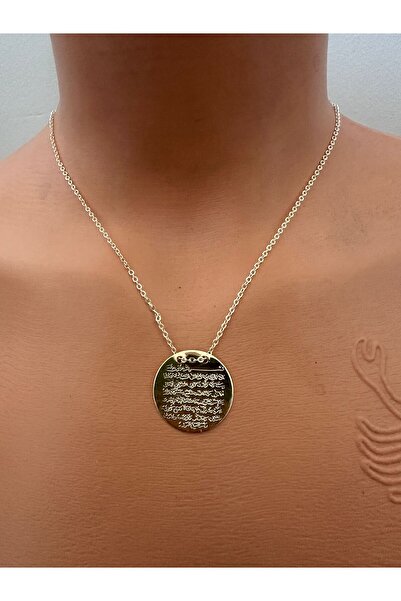 FASHİON JEWELRY Gold Metal Charm Necklace Ayetelkursi