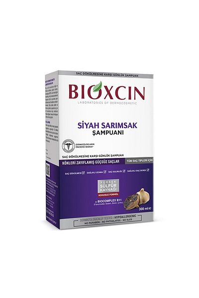 Bioxcin 300 ml Weakened Garlic Shampoo - Black, Strong and Anti-Hair Loss