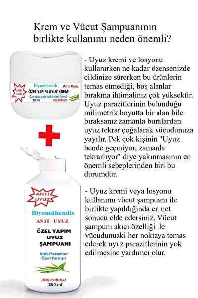 biyomühendis Parazit ve Kaşınma giderici Set Şampuan 250 ml ve Krem 300 ml Aile Boyu Kullanım