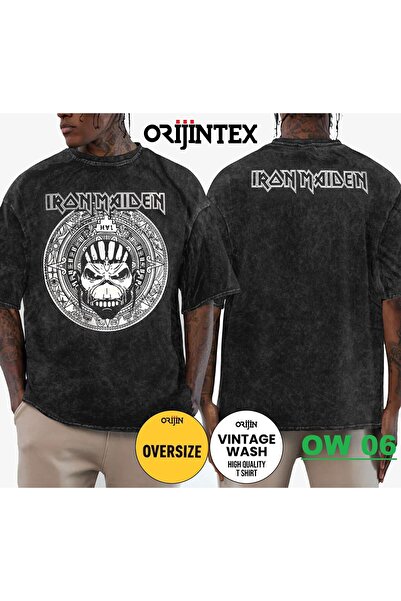 Orijin Iron Maiden Yıkamalı Over Size Tişört