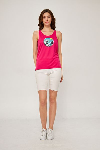 YÜKSEL IŞIK Sports Tank Winter Printed Fuchsia Color Fabric