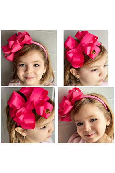 QUEEN AKSESUAR فيونكة كبيرة من الساتان الفوشيا - تصميم وردي بتفاصيل كاتمر، عي...